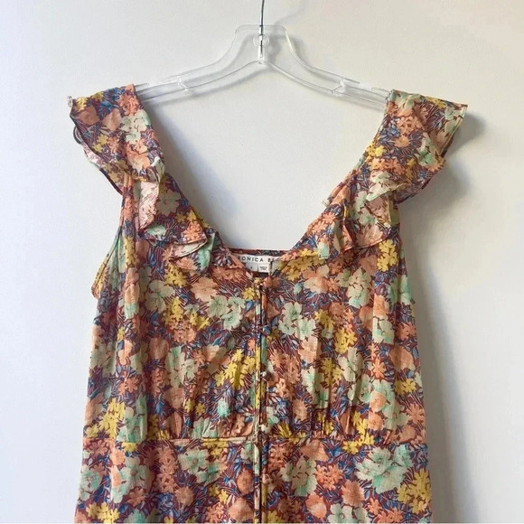 Veronica Beard Malgosia Midi Ruffle Dress - Multicolor Floral - Size 6 - Picture 5 of 12